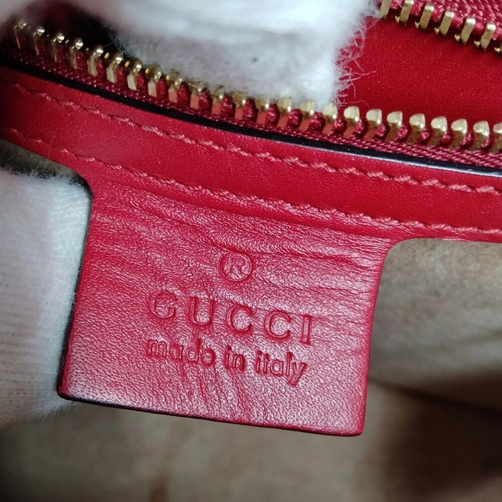 Authentic Gucci Shoulder Bag Sherry Line Red Leather - Picture 10 of 12